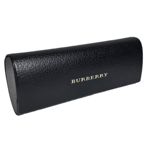 BURBERRY BLACK LEATHER EYEGLASS CASE WITH RAISED SILVER LETTER LOGO – HARD SHELL main image 8
